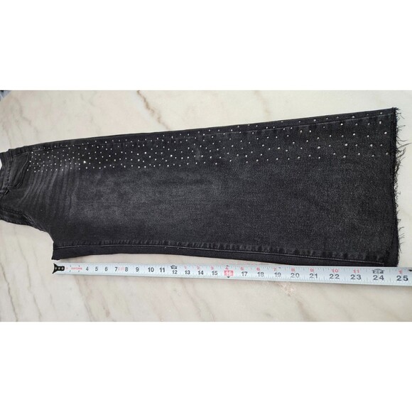 Flying Angel Black Flare Legs Five Pockets Zipper Button Women's Jeans Size 5/27 - Picture 3 of 7